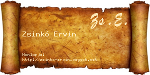 Zsinkó Ervin névjegykártya