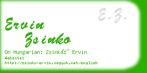 ervin zsinko business card